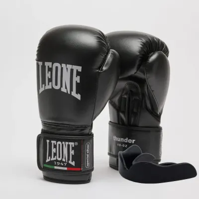 Боксерские перчатки Leone GN383 Thunder Black 12 унций (GN383_Black_12oz)
