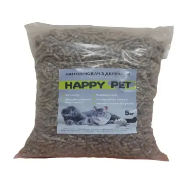 Гигиенический древесный наполнитель для туалета животных AGRO-V Happy Pet 5 кг (1608) Гигиенический древесный наполнитель для туалета животных AGRO-V Happy Pet 5 кг (1608)
