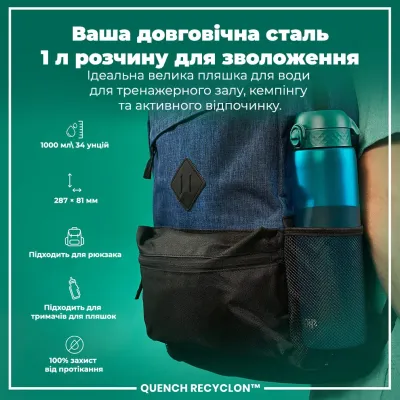 Пляшка для води ION8 BPA Free 1 л Aqua (I8RF1000AQU)