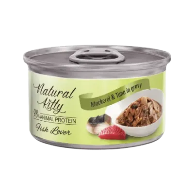 Влажный корм для кошек Natural Kitty с диким тунцем и скумбрией в соусе 70 г