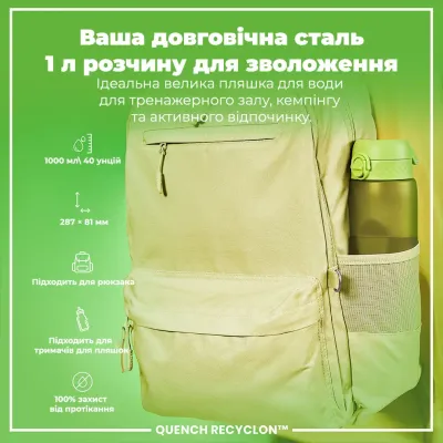 Бутылка для воды ION8 BPA Free 1 л Green (I8RF1000GRE)