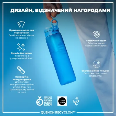 Пляшка для води ION8 BPA Free 1 л Blue (I8RF1000BLU) Пляшка для води ION8 BPA Free 1 л Blue (I8RF1000BLU)
