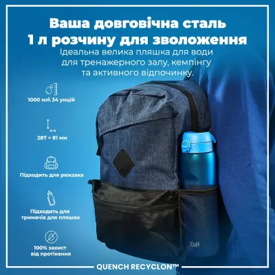Пляшка для води ION8 BPA Free 1 л Blue (I8RF1000BLU) Пляшка для води ION8 BPA Free 1 л Blue (I8RF1000BLU)