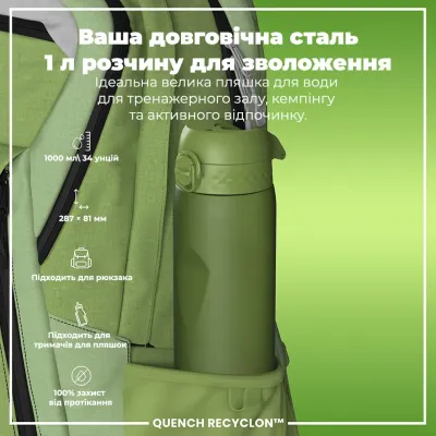 Пляшка для води ION8 BPA Free 1 л Khaki Green (I8RF1000KGRE)