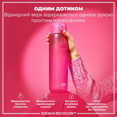 Пляшка для води ION8 BPA Free 1 л Pink (I8RF1000PIN)