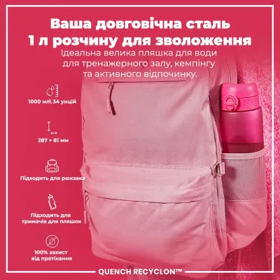 Пляшка для води ION8 BPA Free 1 л Pink (I8RF1000PIN)