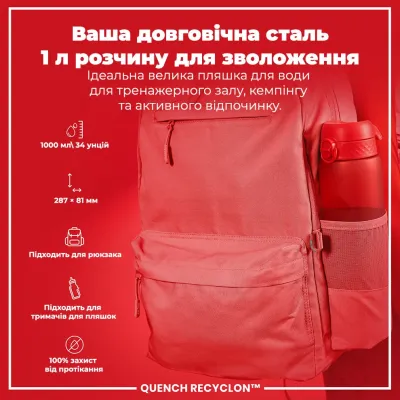 Пляшка для води ION8 BPA Free 1 л Red (I8RF1000RED) Пляшка для води ION8 BPA Free 1 л Red (I8RF1000RED)