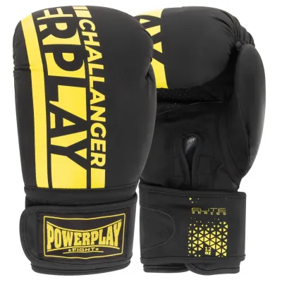 Боксерские перчатки PowerPlay 3086 Matt Challenger 12 унций Черно-желтый (PP_3086_12oz_Bl/Yellow)