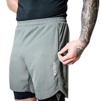 Шорти для MMA RDX T16 2-в-1 S Grey Black (MSC-T16GB-S)