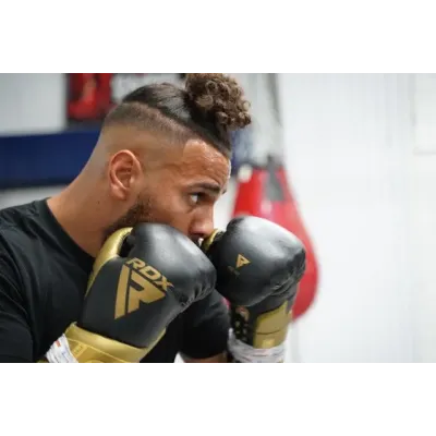 Боксерские перчатки RDX Mark Pro Sparring Tri Lira 2 10 унций Golden (BGM-PSTL2G-10OZ)