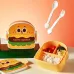 Ланч-бокс RIAS B0303 Happy Burger з ложкою та вилкою 800 мл Різнокольоровий 3 шт (3_06577)