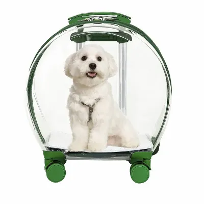 Сумка-тележка для переноски домашних питомцев CosmoPet CP-302 с телескопической ручкой 47х42х24 см Зеленый (3_06581)