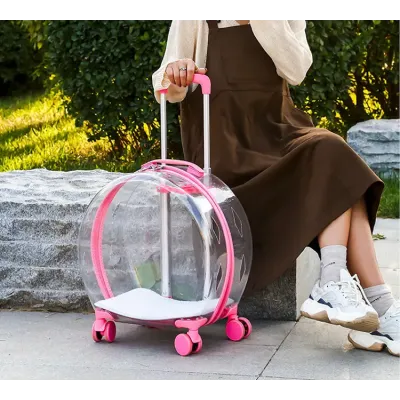 Сумка-візок для перенесення домашніх тварин CosmoPet CP-302 з телескопічною ручкою 47х42х24 см Рожевий (3_06589)
