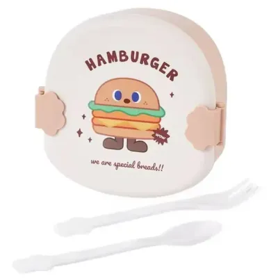 Ланч-бокс RIAS Hamburger с ложкой и вилкой 800 мл Разноцветный 3 шт (3_06604)
