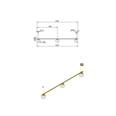 Люстра Pikart Lights 26250 120x14 см Золотистый (26250-2)