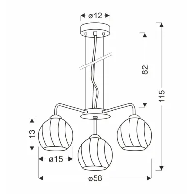 Люстра Candellux Larix 58x115 см Хром (33-23834)