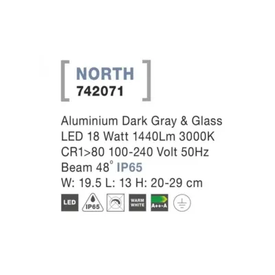 Вуличний прожектор Nova Luce Inside 19.5x20 см Сірий (Nova742071)