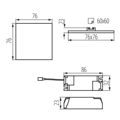Точковий світильник Kanlux Arel 7.6x7.6x2.3 см Білий (Kan29582)