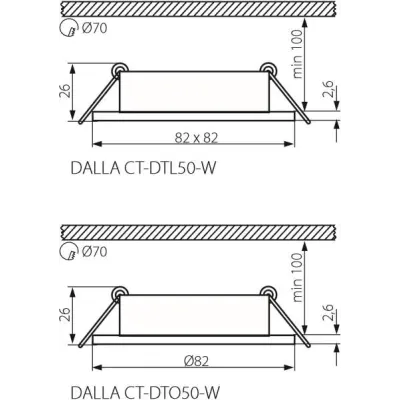 Точечный светильник Kanlux Dalla 8.2x8.2x0.26 см Белый (Kan22431)