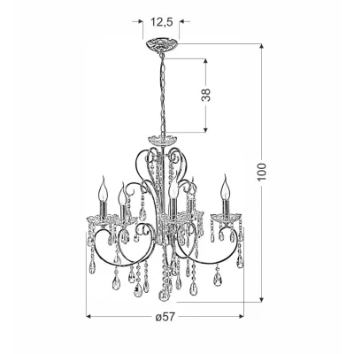 Люстра Candellux Aurora 57x100 см Чорно-прозорий (35-73730)