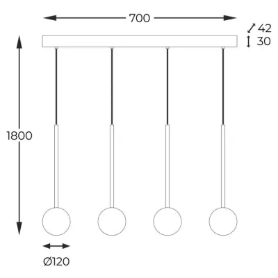 Люстра Zuma Line Ali 70x180 см Черный (Zu5640)