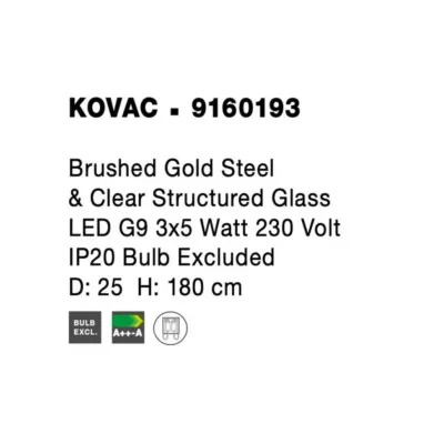 Люстра Nova Luce Kovac 25x180 см Прозоро-золотистий (Nova9160193)