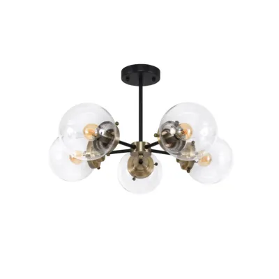 Люстра Candellux Lens 60x32 см Латунно-чорний (35-01306)