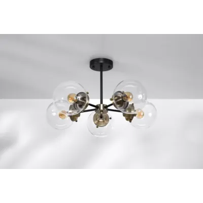 Люстра Candellux Lens 60x32 см Латунно-чорний (35-01306)