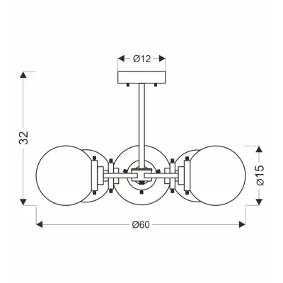Люстра Candellux Lens 60x32 см Латунно-чорний (35-01306)