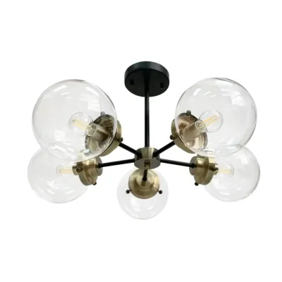 Люстра Candellux Lens 60x32 см Латунно-чорний (35-01306)