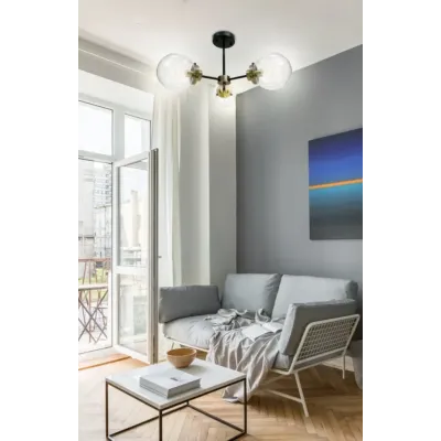 Люстра Candellux Lens 60x32 см Латунно-чорний (33-01290) Люстра Candellux Lens 60x32 см Латунно-чорний (33-01290)
