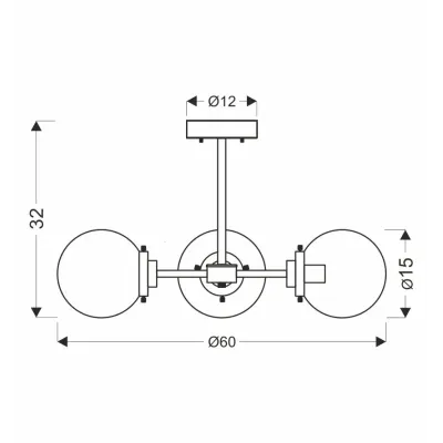 Люстра Candellux Lens 60x32 см Латунно-чорний (33-01290) Люстра Candellux Lens 60x32 см Латунно-чорний (33-01290)