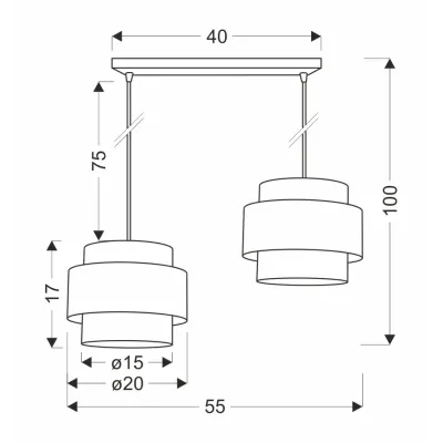Люстра Candellux Twin 55x100 см Чорний (32-17888)