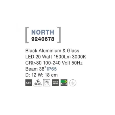 Прожектор вуличний Nova Luce North 18 см Чорний (Nova9240678) Прожектор вуличний Nova Luce North 18 см Чорний (Nova9240678)