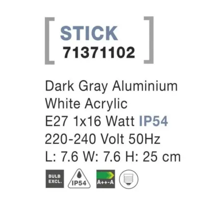 Вуличний світильник Nova Luce Stick 7.6x7.6x25 см Чорний (Nova71371102)