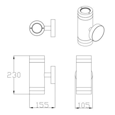 Уличный светильник Polux Rino 15.5x10.5x23 см Черный (Pol323996)