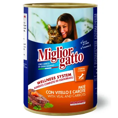 Влажный корм для взрослых кошек Morando Migliorgatto Pate с телятиной и морковью 400 г (01242)