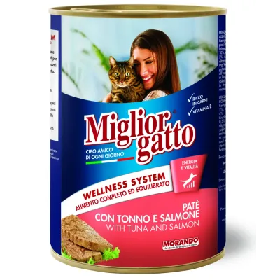 Вологий корм для дорослих кішок Morando Migliorgatto Pate з тунцем та лососем 400 г (01244)