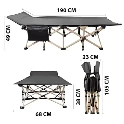 Розкладачка туристична No Brand 190x68x36 см Чорний (2104618599)