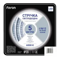 Led лента светодиодная Feron LS612 9.6 Вт/м 12 В 6500K 5 м Белый (2692706889)