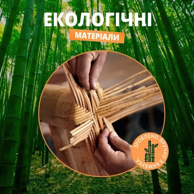 Поднос плетеный бамбуковый No Brand с сеткой-крышкой 30х30х17.5 см Бежевый (BAMKOS-0867)