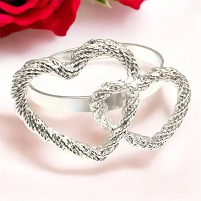 Кольца для салфеток No Brand Сердца 2 шт Silver (SH2) Кольца для салфеток No Brand Сердца 2 шт Silver (SH2)