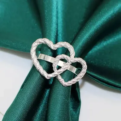Кольца для салфеток No Brand Сердца 2 шт Silver (SH2) Кольца для салфеток No Brand Сердца 2 шт Silver (SH2)