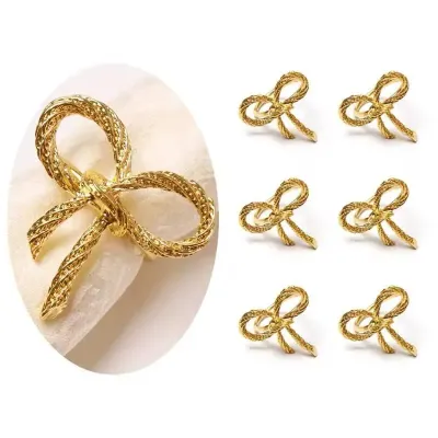 Набор колец для салфеток No Brand Бантики 6 шт Gold (GB6)