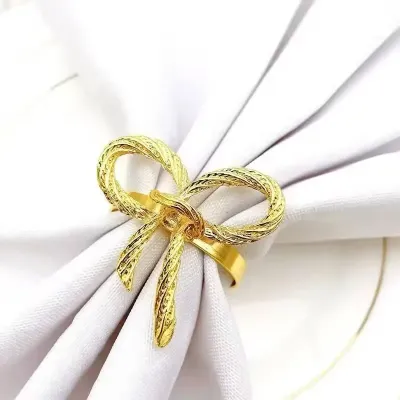 Набор колец для салфеток No Brand Бантики 6 шт Gold (GB6)