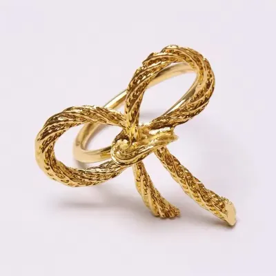 Набор колец для салфеток No Brand Бантики 6 шт Gold (GB6)