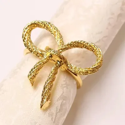 Набор колец для салфеток No Brand Бантики 6 шт Gold (GB6)