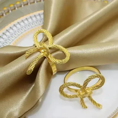 Набор колец для салфеток No Brand Бантики 6 шт Gold (GB6)