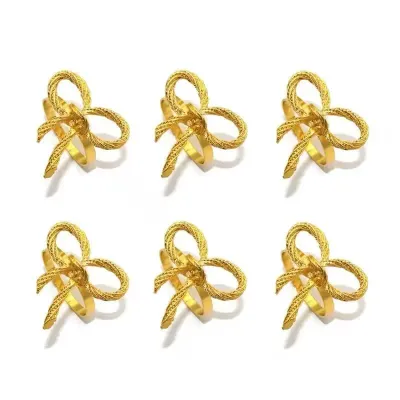 Набор колец для салфеток No Brand Бантики 6 шт Gold (GB6)