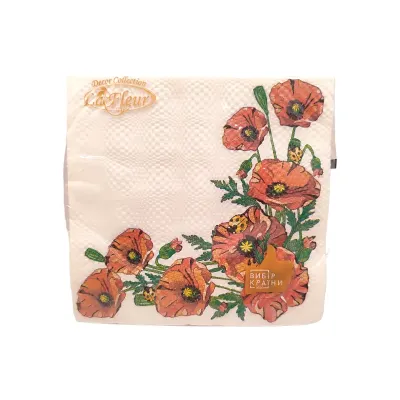Серветки La Fleur Макове поле 33х33 см 16 шт Різнокольоровий (20981)